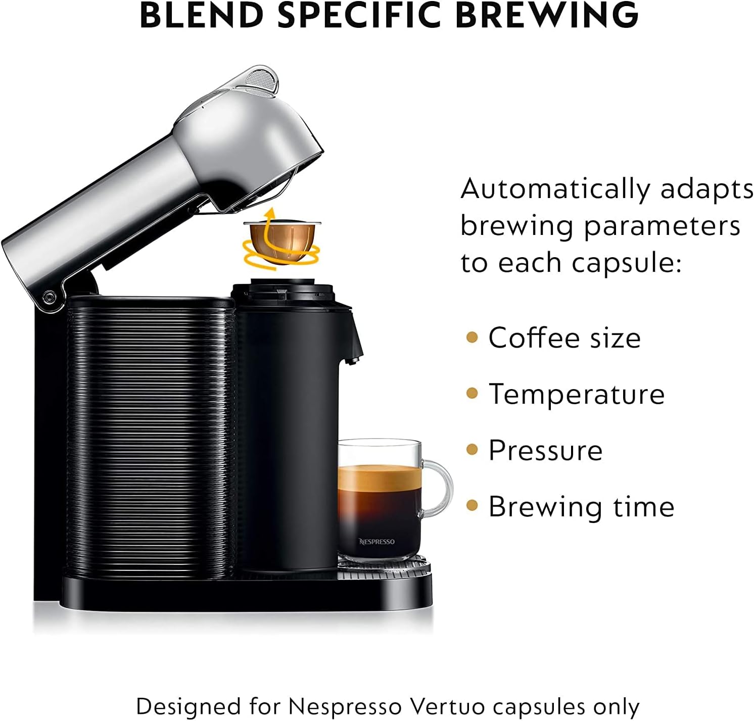Nespresso BNV220CRO1BUC1 Vertuo Coffee and Espresso Maker by Breville, Chrome - Image 5