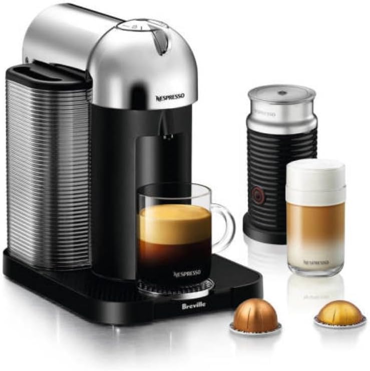 Nespresso BNV250CRO1BUC1 Vertuo Coffee and Espresso Maker by Breville, Chrome with Aeroccino Milk Frother