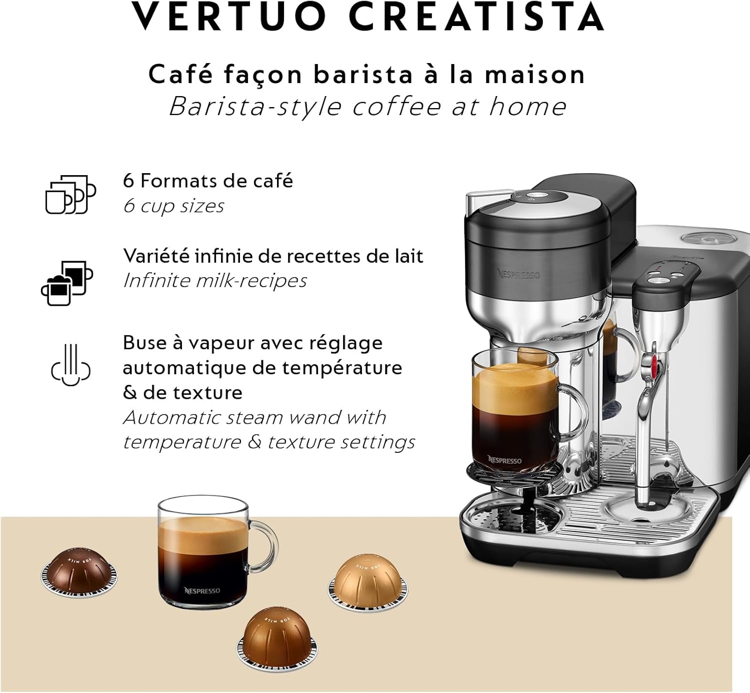Nespresso BVE850BST1BNA1 Vertuo Creatista Coffee and Espresso Maker by Breville, Black Stainless Steel - Image 5
