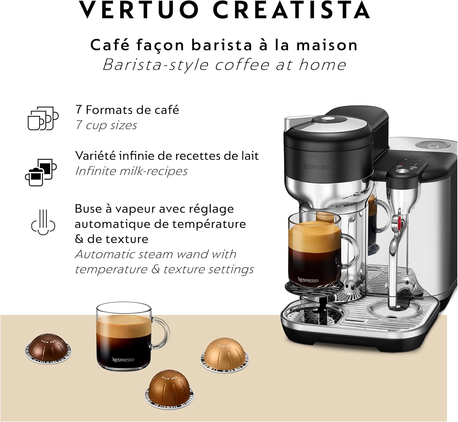 Nespresso BVE850BTR1BNA1 Vertuo Creatista Coffee and Espresso Maker by Breville, Black Truffle - Image 7