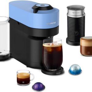 Nespresso ENV92AAE Vertuo Pop+ Coffee and Espresso Machine by De’Longhi with Aeroccino Milk Frother, Pacific Blue