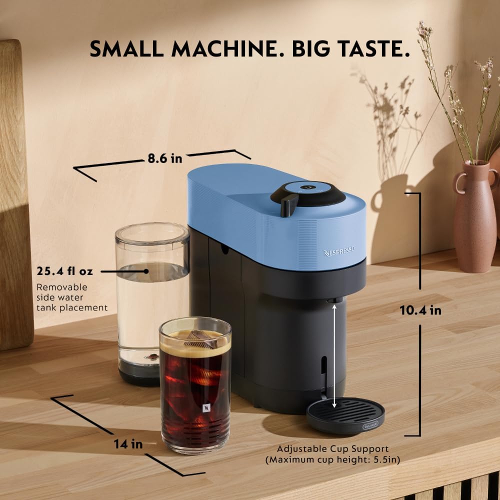 Nespresso ENV92AAE Vertuo Pop+ Coffee and Espresso Machine by De’Longhi with Aeroccino Milk Frother, Pacific Blue - Image 4