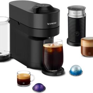 Nespresso ENV92BAE Vertuo Pop+ Coffee and Espresso Machine by De’Longhi with Aeroccino Milk Frother, Liquorice Black