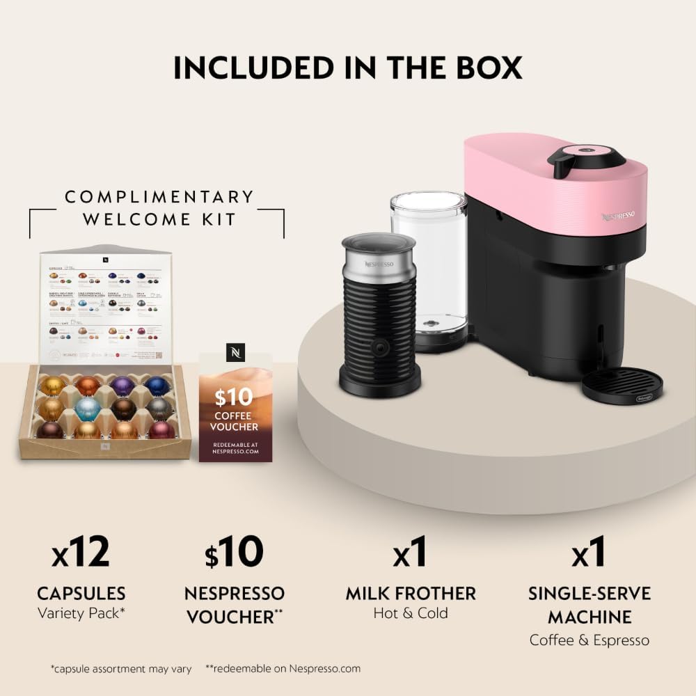 Nespresso ENV92PAE Vertuo Pop+ Coffee and Espresso Maker by De’Longhi with Milk Frother, Candy Pink - Image 9