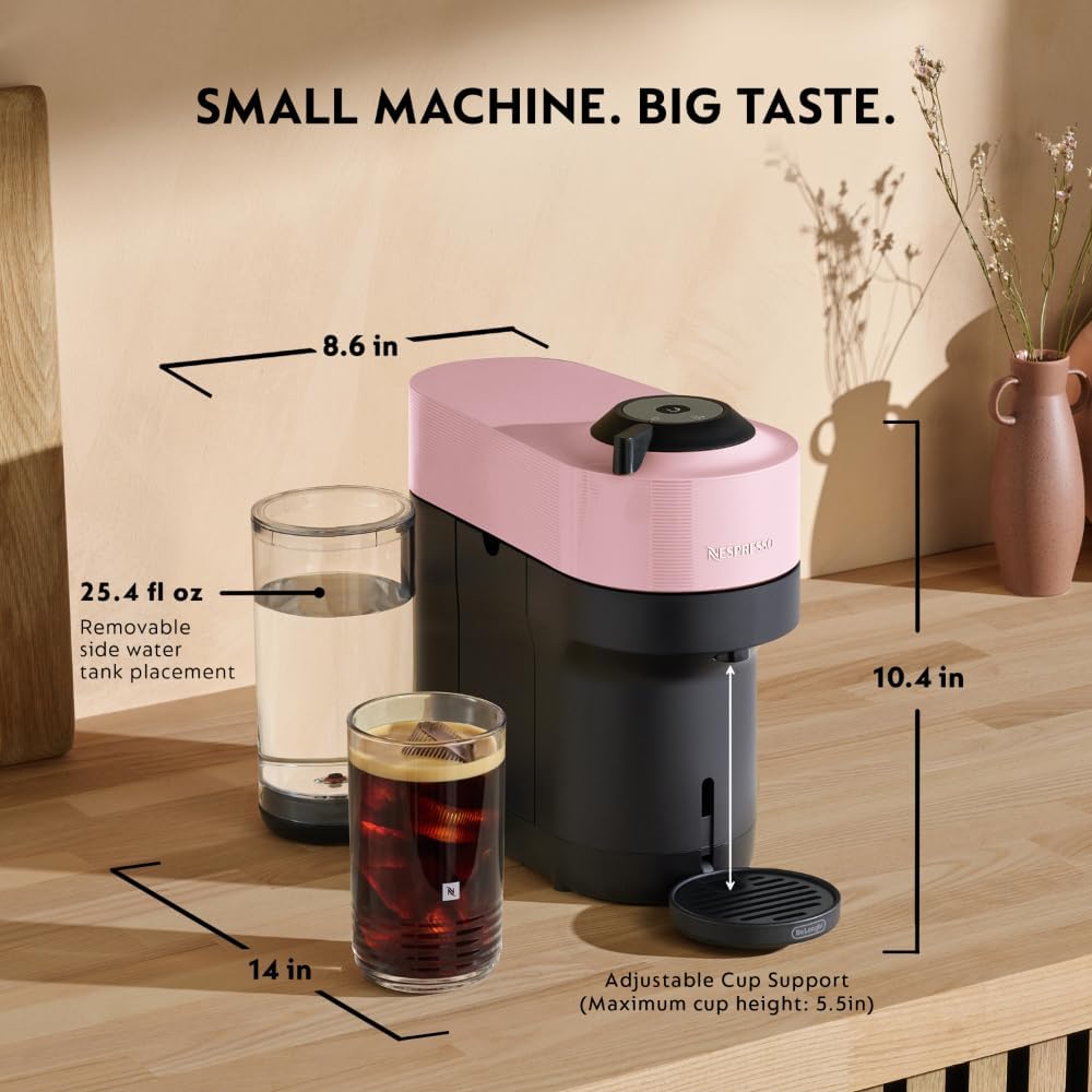 Nespresso ENV92PAE Vertuo Pop+ Coffee and Espresso Maker by De’Longhi with Milk Frother, Candy Pink - Image 4