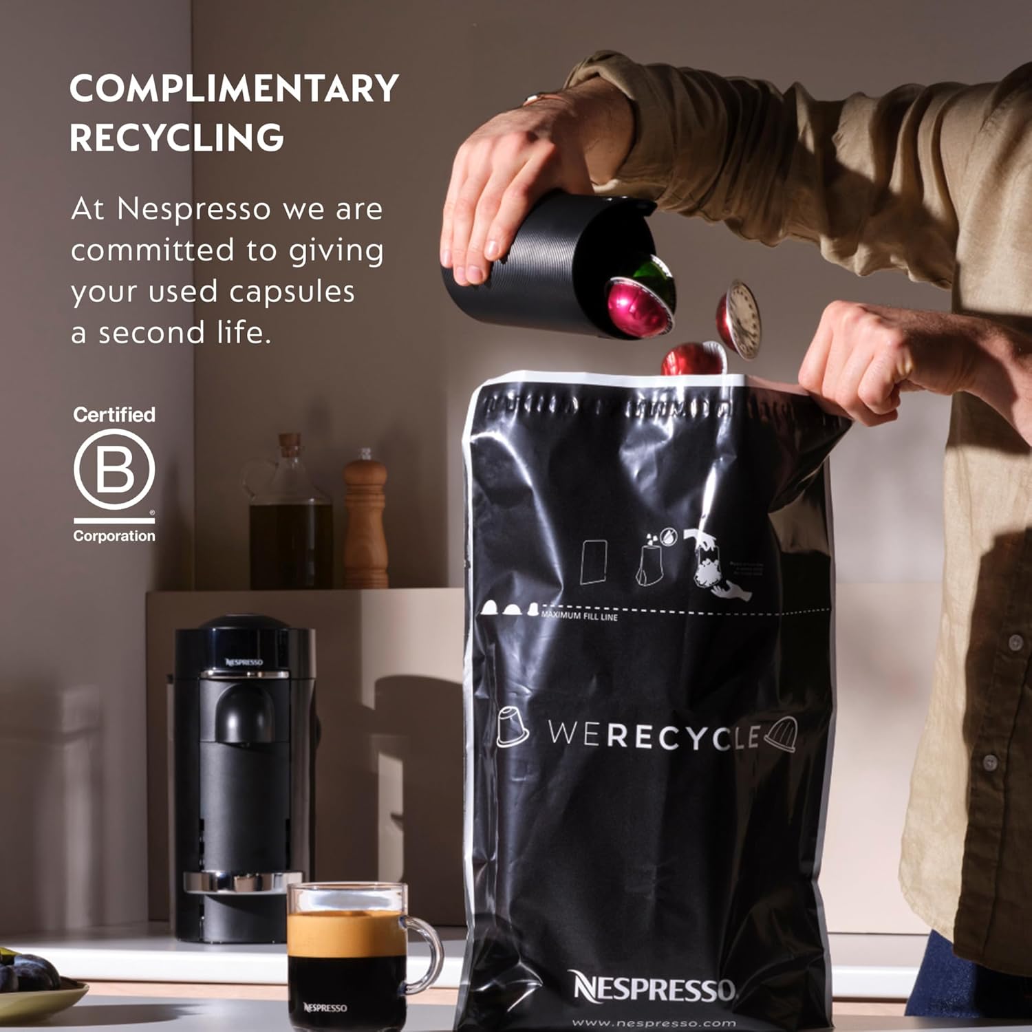 Nespresso ENV92SBAE Vertuo Pop+ Coffee and Espresso Maker by De’Longhi, Samra Origins by The Weeknd Vertuo Buna Yellow Aeroccino3 milk frother - Image 3