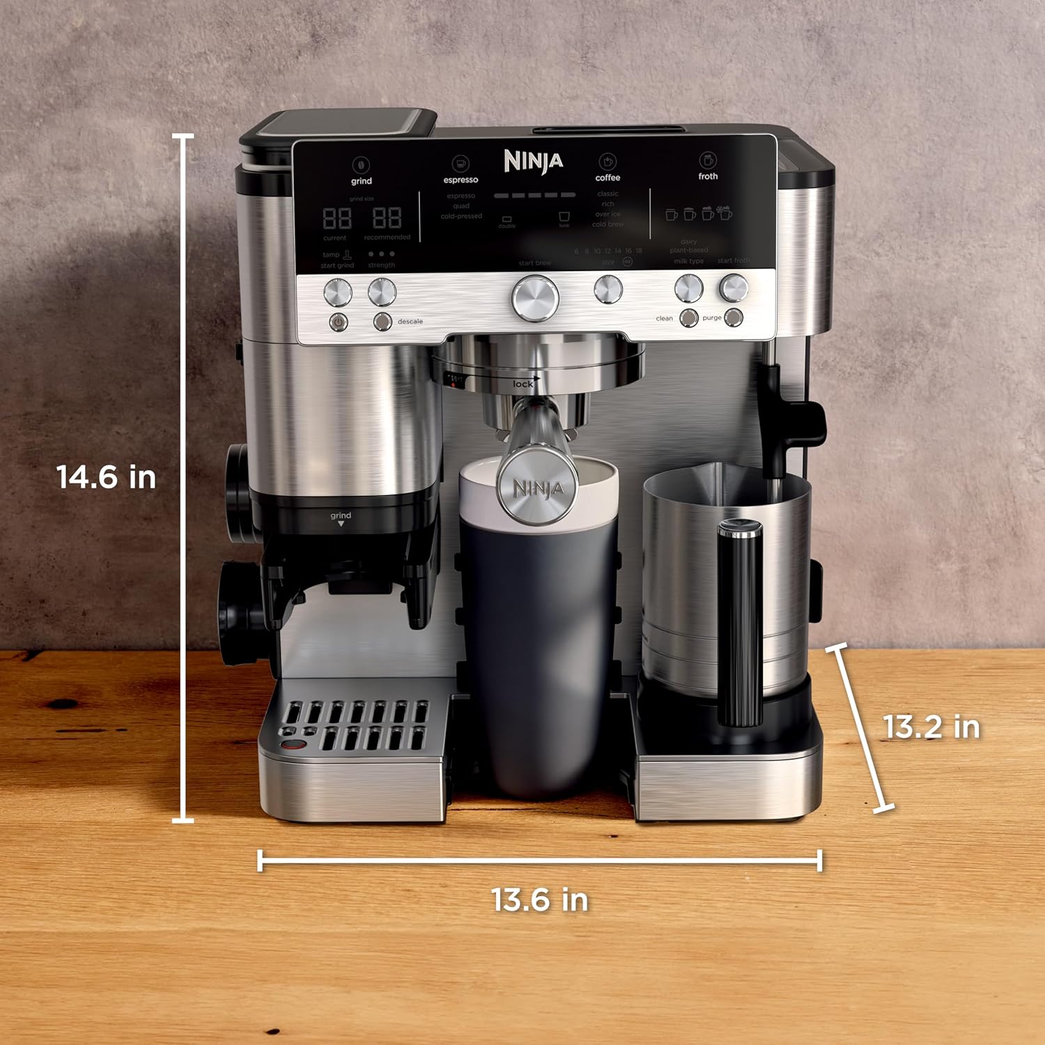 Ninja ES601 Luxe Café 3-in-1 Espresso, Drip Coffee and Cold Brew Machine, Integrated Coffee Grinder, Milk Frother, Stainless Steel - Image 3