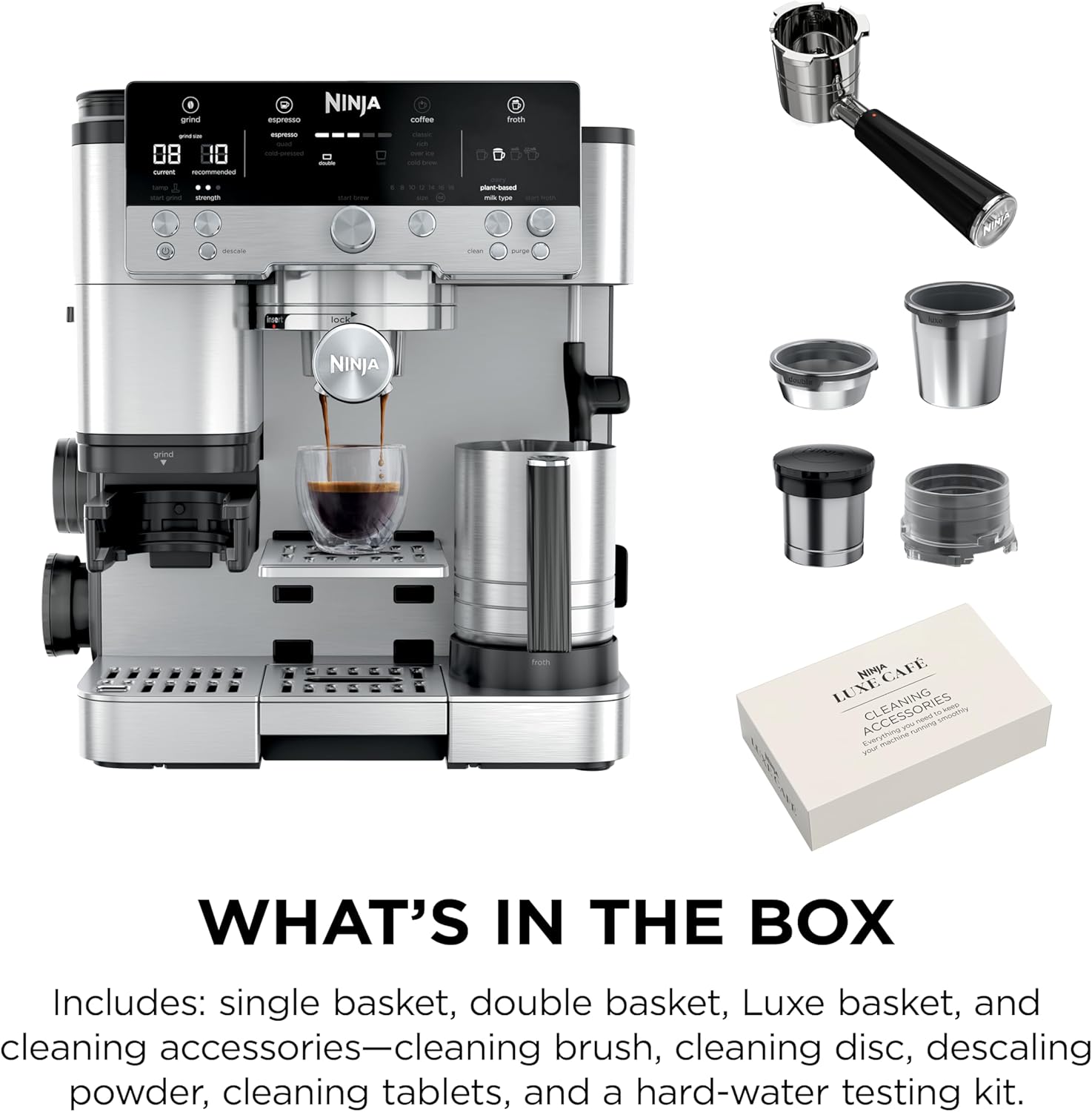 Ninja ES601 Luxe Café 3-in-1 Espresso, Drip Coffee and Cold Brew Machine, Integrated Coffee Grinder, Milk Frother, Stainless Steel - Image 5