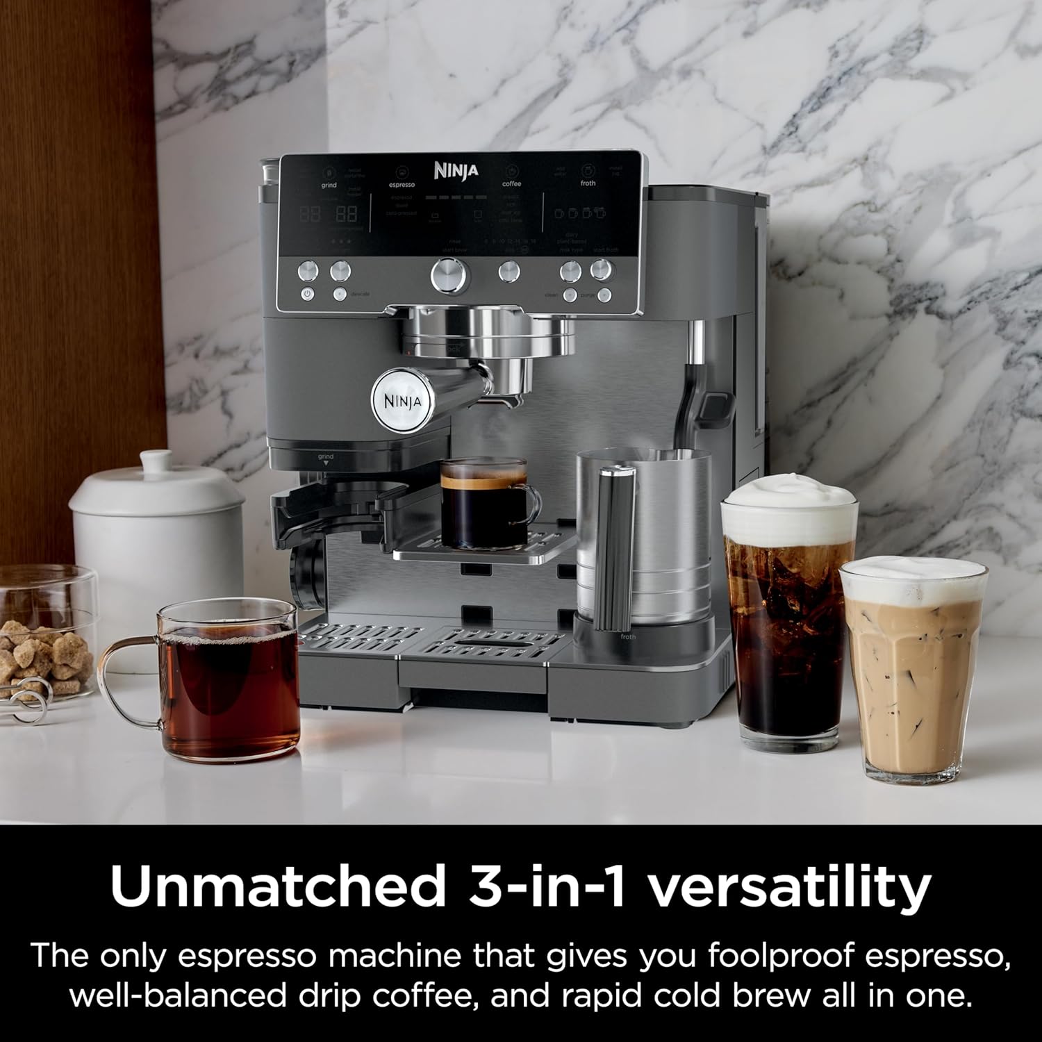 Ninja ES601GM Luxe Cafe Premier Series, Espresso Machine, Drip Coffee, Rapid Cold Brew, Integrated Grinder, Descaler - Image 14