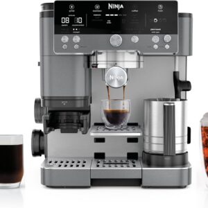 Ninja ES601GM Luxe Cafe Premier Series, Espresso Machine, Drip Coffee, Rapid Cold Brew, Integrated Grinder, Descaler