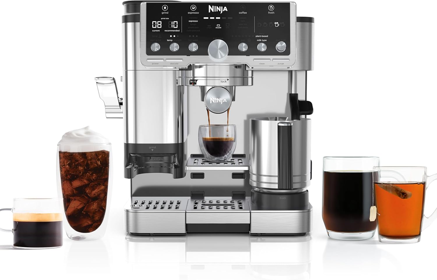Ninja ES701 Luxe Café Pro Series, Espresso Machine, Drip Coffee, Cold Brew, Hot Water, Integrated Tamper