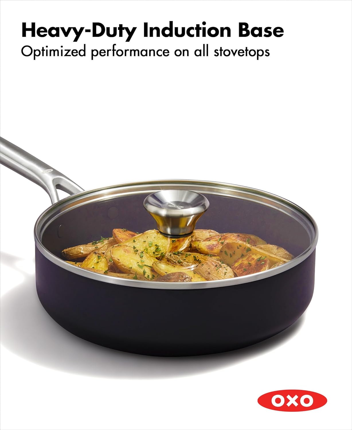 OXO CC004743-001 Professional 3QT Saute Pan Jumbo Cooker with Lid, Hard Anodized Ceramic Nonstick Cookware PFAS-Free, Black - Image 8