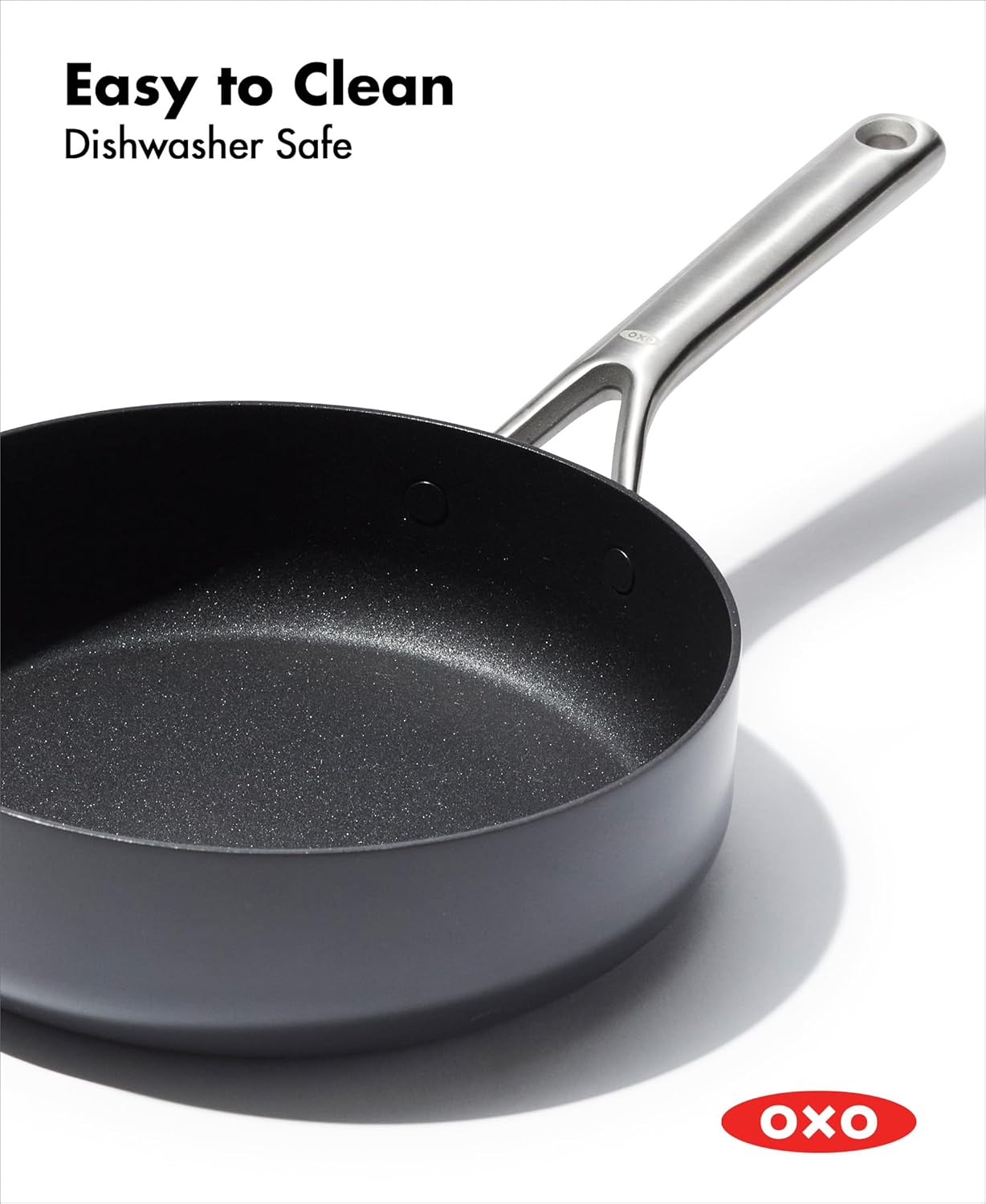 OXO CC004743-001 Professional 3QT Saute Pan Jumbo Cooker with Lid, Hard Anodized Ceramic Nonstick Cookware PFAS-Free, Black - Image 3