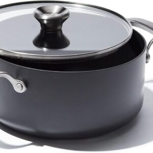 OXO CC004744-001 Professional 5QT Stock Pot with Lid, Hard Anodized Ceramic Nonstick Cookware PFAS-Free, Black