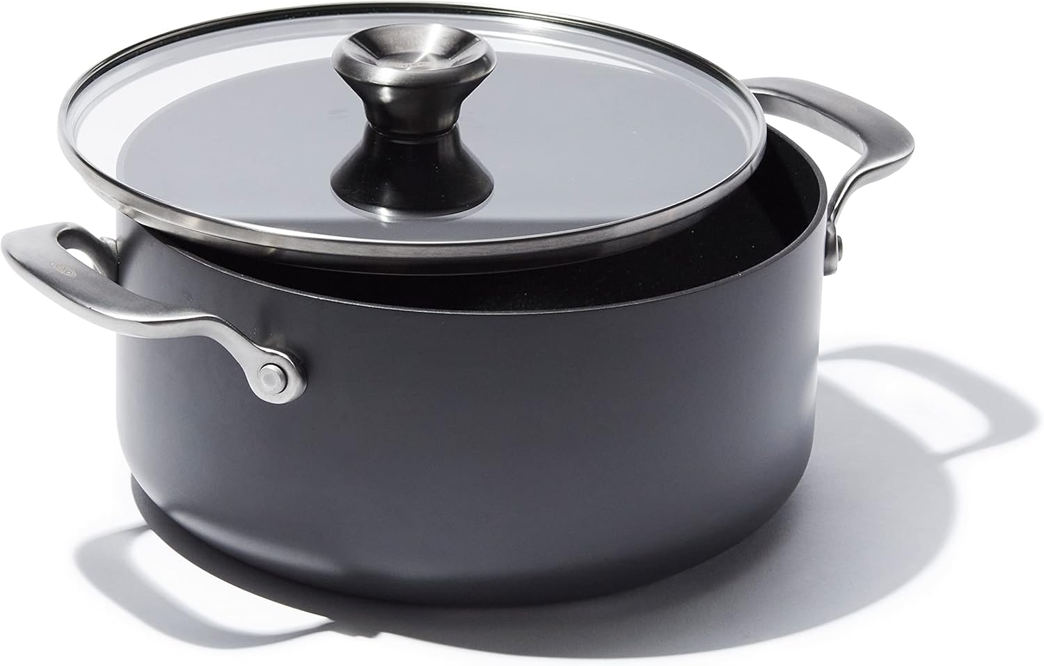 OXO CC004744-001 Professional 5QT Stock Pot with Lid, Hard Anodized Ceramic Nonstick Cookware PFAS-Free, Black