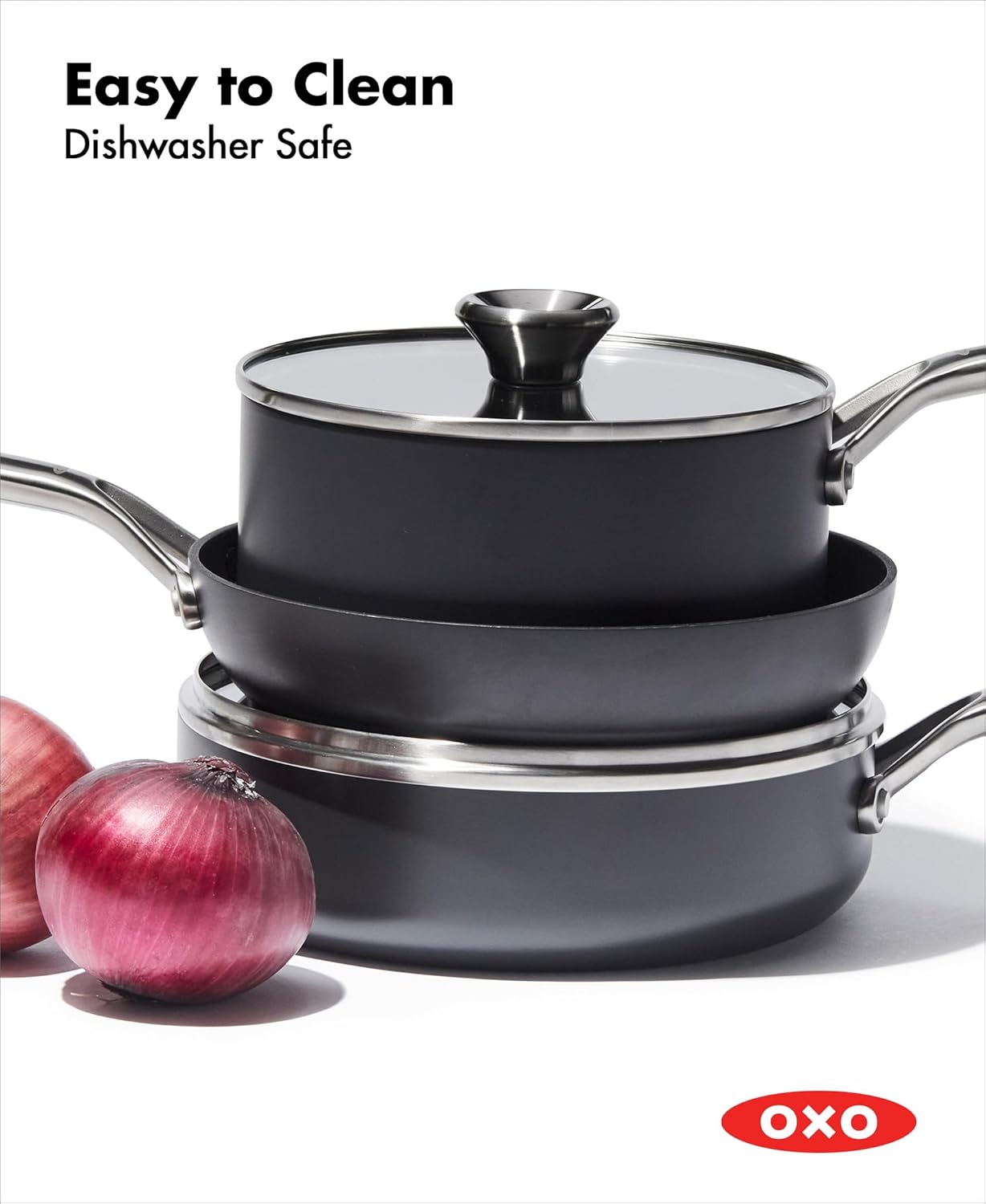 OXO CC004747-001 Professional 5 Piece Cookware Pots and Pans Set, Hard Anodized Ceramic Nonstick PFAS-Free, Black - Image 3