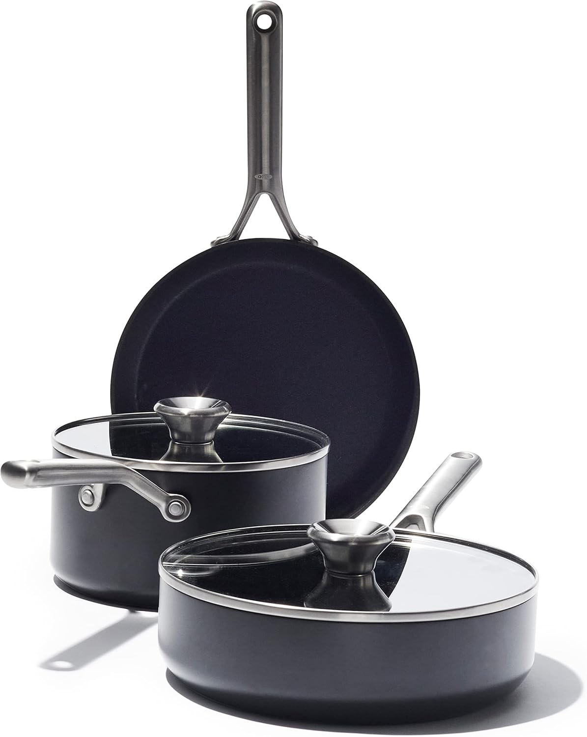 OXO CC004747-001 Professional 5 Piece Cookware Pots and Pans Set, Hard Anodized Ceramic Nonstick PFAS-Free, Black
