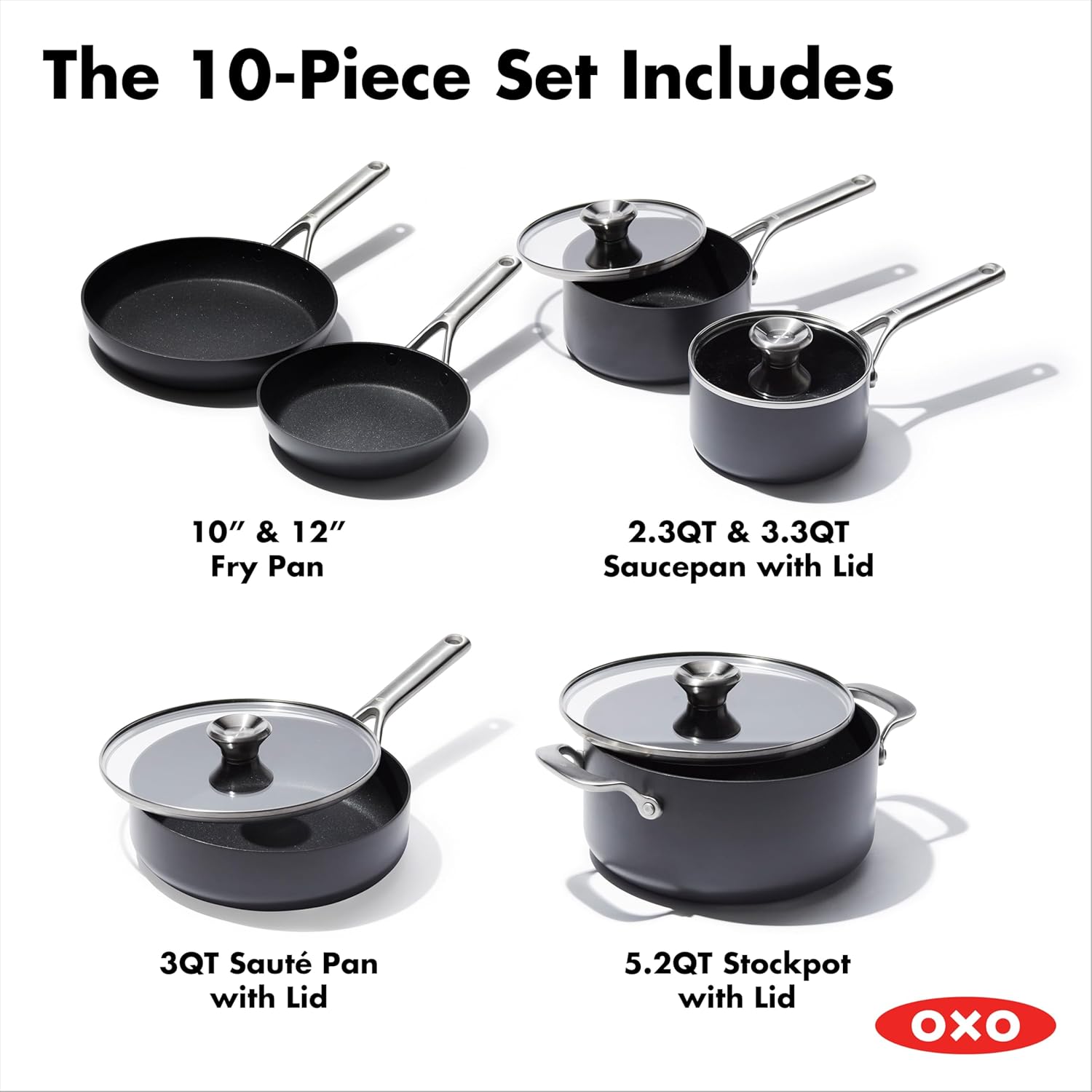 OXO CC004748-001 Professional 10 Piece Cookware Pots and Pans Set, Hard Anodized Ceramic Nonstick PFAS-Free, Black - Image 10