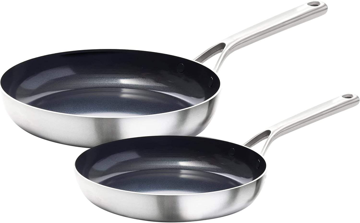 OXO CC005884-001 Mira Tri-Ply Stainless Steel PFAS-Free Nonstick, 8″ and 10″ Frying Pan Skillet Set, Induction