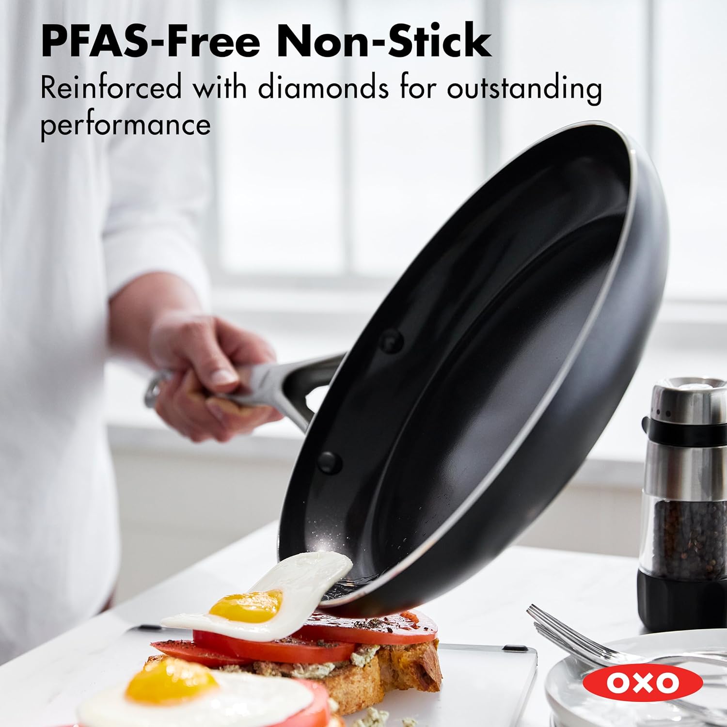 OXO CC006960-001 Agility Series 10 Piece Cookware Pots and Pans Set, Ceramic Nonstick PFAS-Free, Induction, Black - Image 2