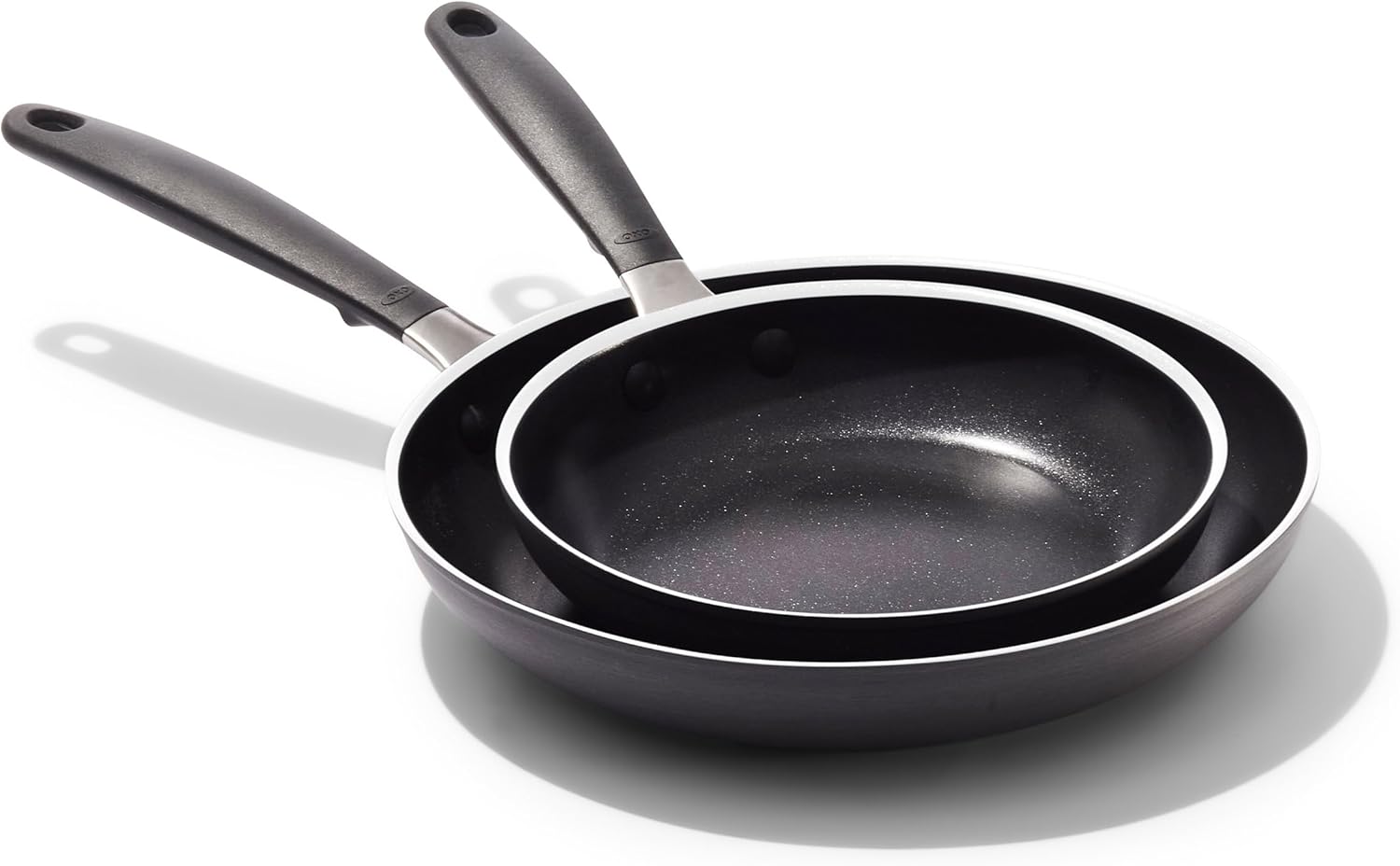 OXO CC010473-001 Non-Stick Every Day Frying Pan Set, BPA-Free Comfort Grip Silicone Handles, Black, 8” & 10”