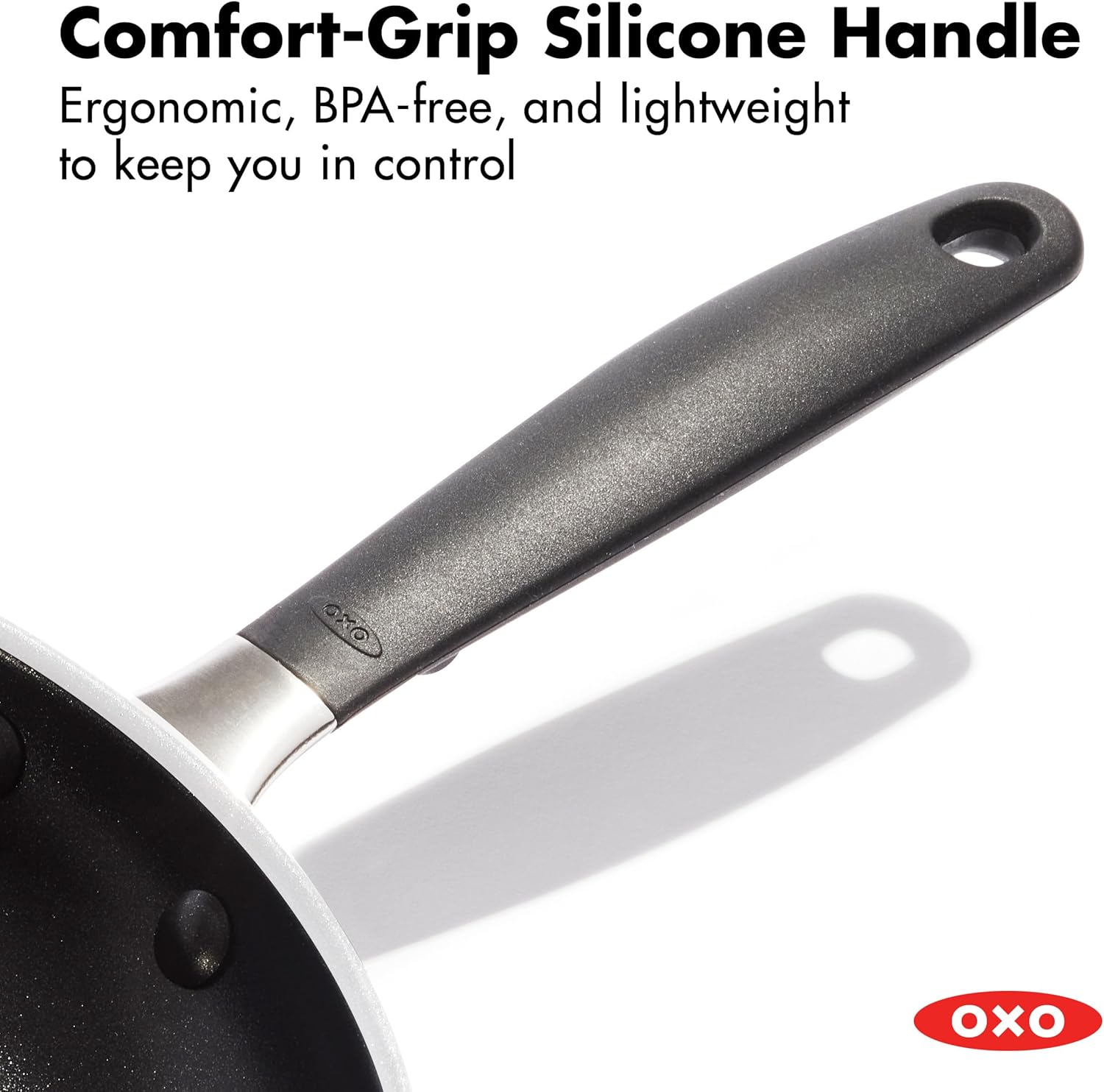 OXO CC010474-001 Non-Stick Every Day Frying Pan Set, BPA-Free Comfort Grip Silicone Handles, Black, 8”, 10” & 12” - Image 5