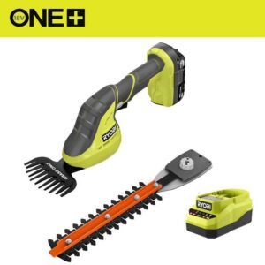 RYOBI P2980 ONE+ 18V Cordless Grass Shear and Shrubber Trimmer with 2.0 Ah Battery and Charger