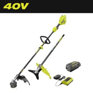 RYOBI RY40ST01K-RYBRC 40V 15 in. Expand-It Cordless Battery Attachment Capable String Trimmer & Brush-Cutter with 4.0 Ah Battery and Charger
