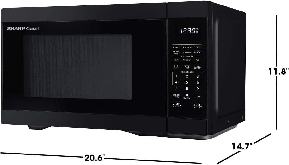 SHARP SMC1161KB Countertop Microwave Oven with Removable 12.4″ Carousel Turntable, 1000 Watt, 1.1 Cubic Feet, Black - Image 3