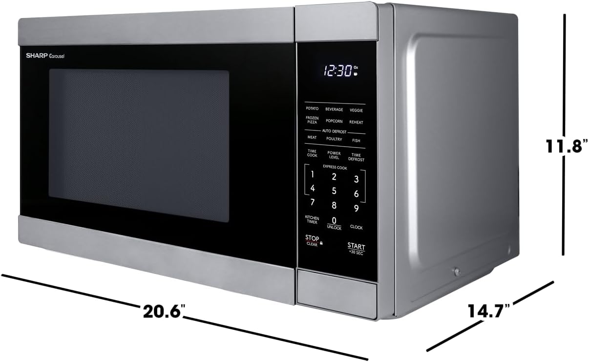 SHARP SMC1162KS Countertop Microwave Oven with Removable 12.4″ Carousel Turntable, 1000 Watt, 1.1 Cubic Feet, Stainless Steel - Image 3