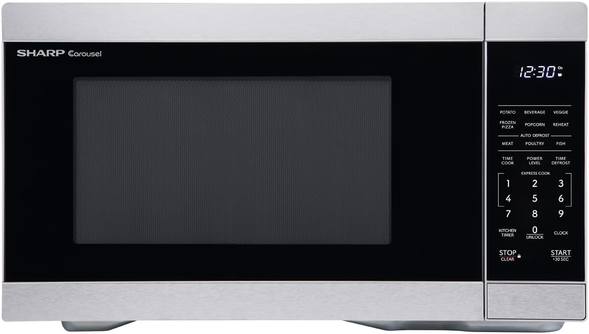 SHARP SMC1162KS Countertop Microwave Oven with Removable 12.4″ Carousel Turntable, 1000 Watt, 1.1 Cubic Feet, Stainless Steel