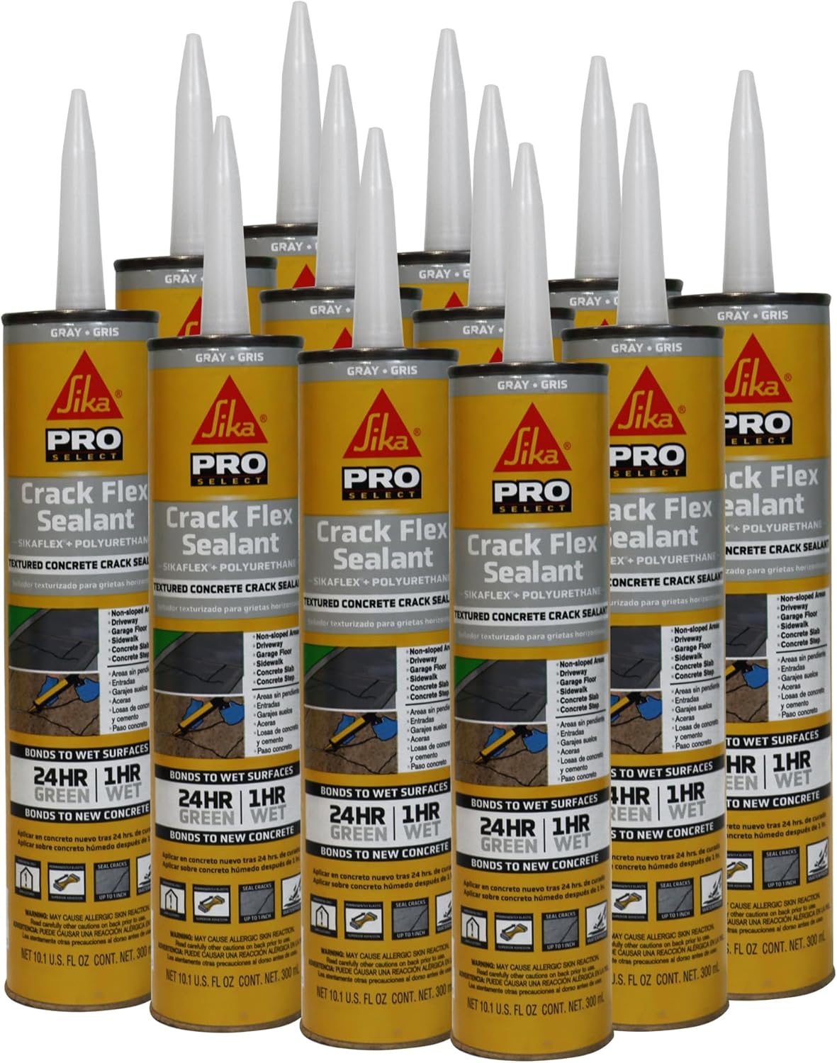 SIKA Sikaflex Crack Flex Sealant – Gray, High-Performance Polyurethane, Self-Leveling, Textured – Waterproof Seal for Horizontal Cracks – 10.1 fl. oz (Pack of 12)