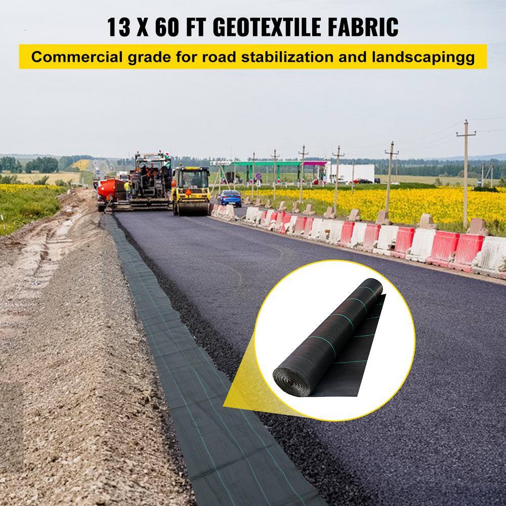 VEVOR Driveway Fabric 13 ft. x 60 ft. Weed Block Fabric Heavy-Duty Underlayment Fabric for Driveway - Image 3