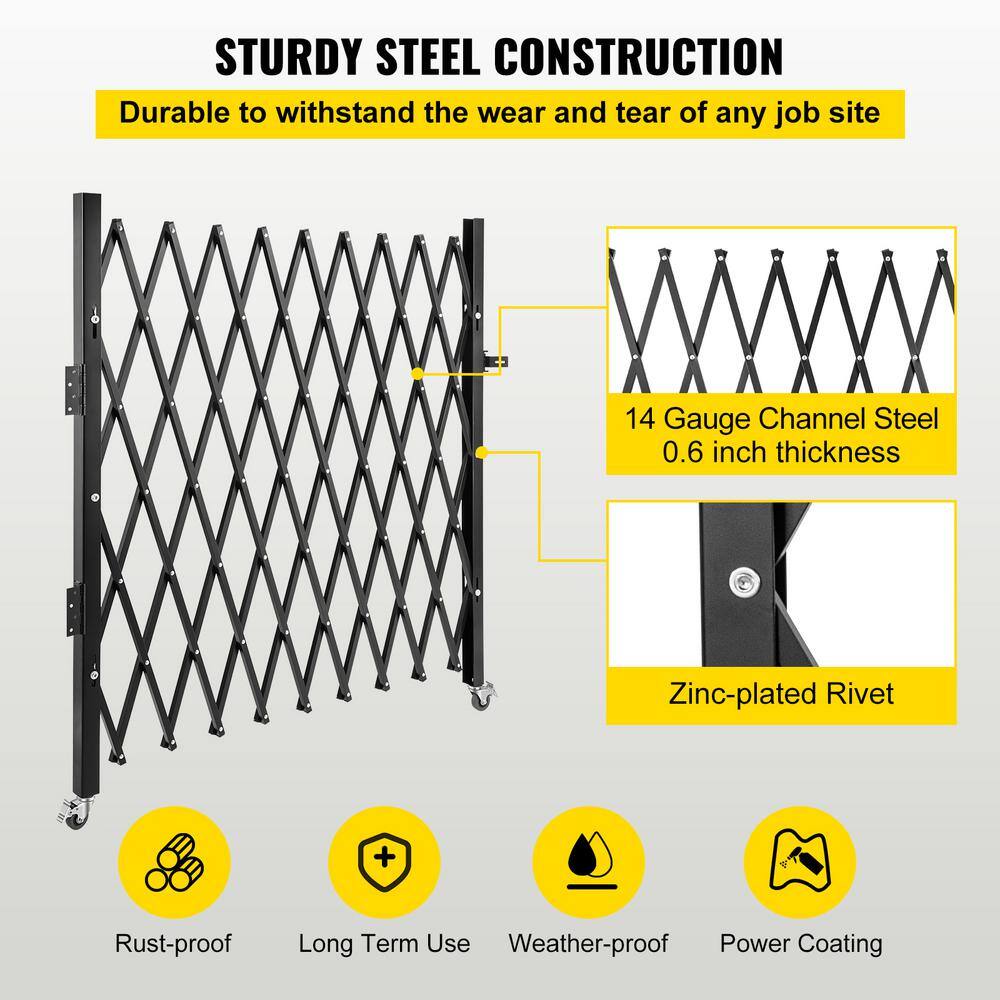 VEVOR Single Fold Security Gate 7 ft. H x 7 ft. W Steel Accordion Security Gate with Padlock 360° Rolling Gate - Image 4