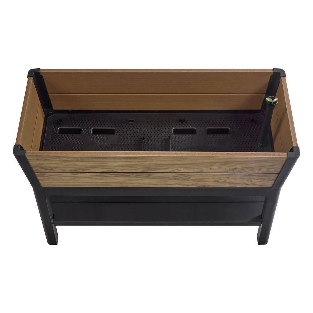 Vigoro 260757 Oak Vinyl Resin Garden Bed Planter with Storage Shelf (44 in. L x 18 in. W x 31 in. H) - Image 4