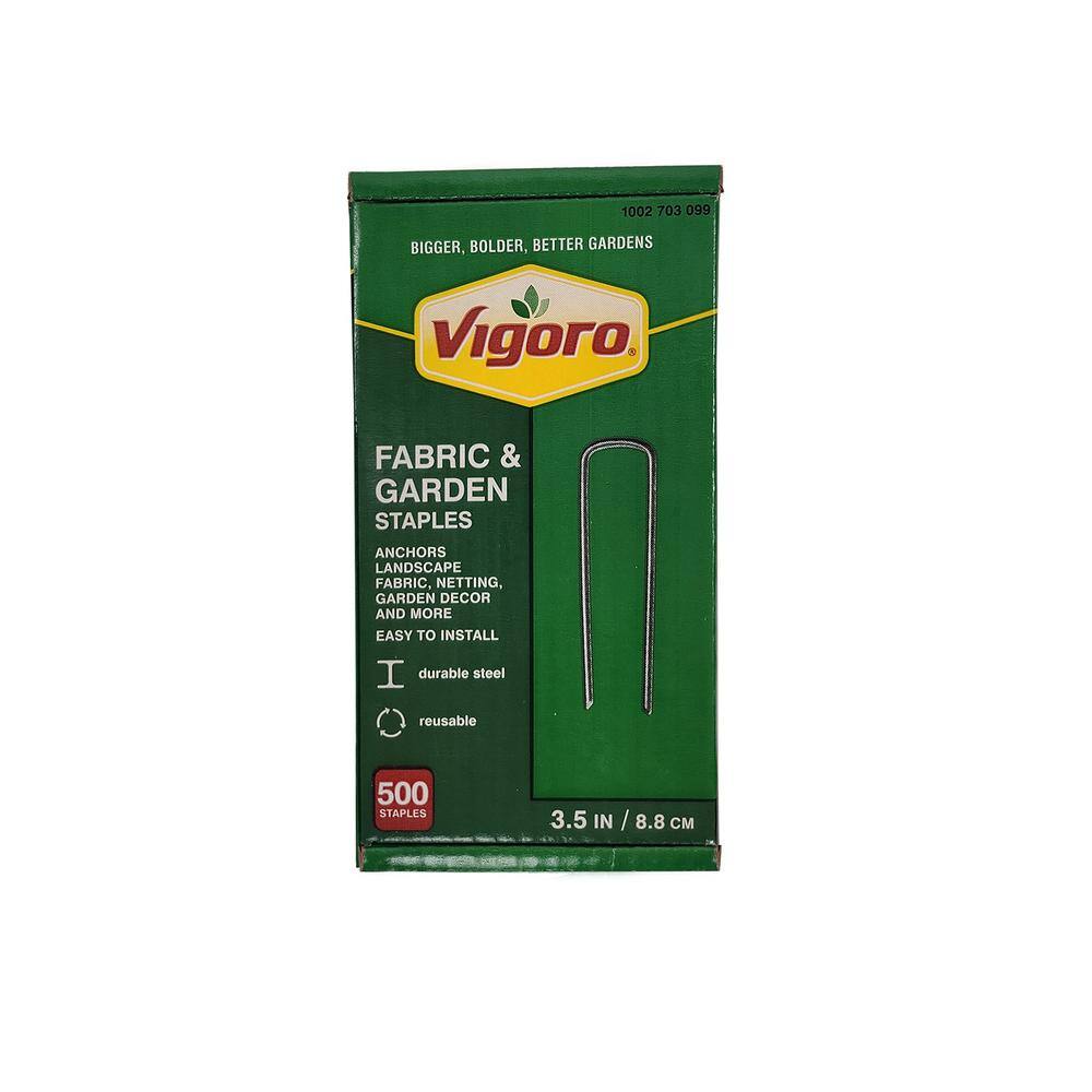 Vigoro 84500VG 3.5 in. Weed Barrier Landscape Fabric Garden Staples (500-Pack)