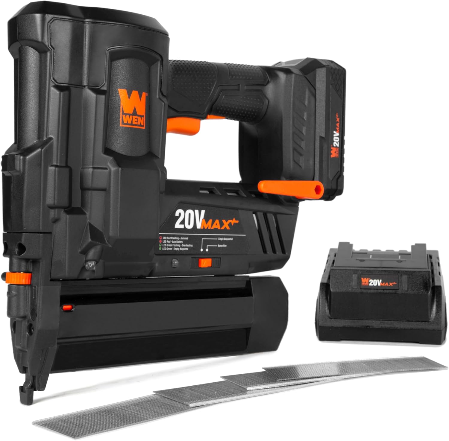 WEN 20512 20V Max Cordless 18-Gauge Brad Nailer with 2.0Ah Battery and Charger