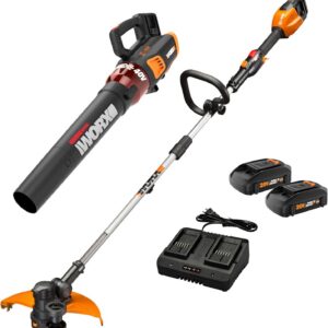 WORX WG927 40V 13″ Cordless String Trimmer/Edger + Leaf Blower Combo Kit, Batteries & Charger Included