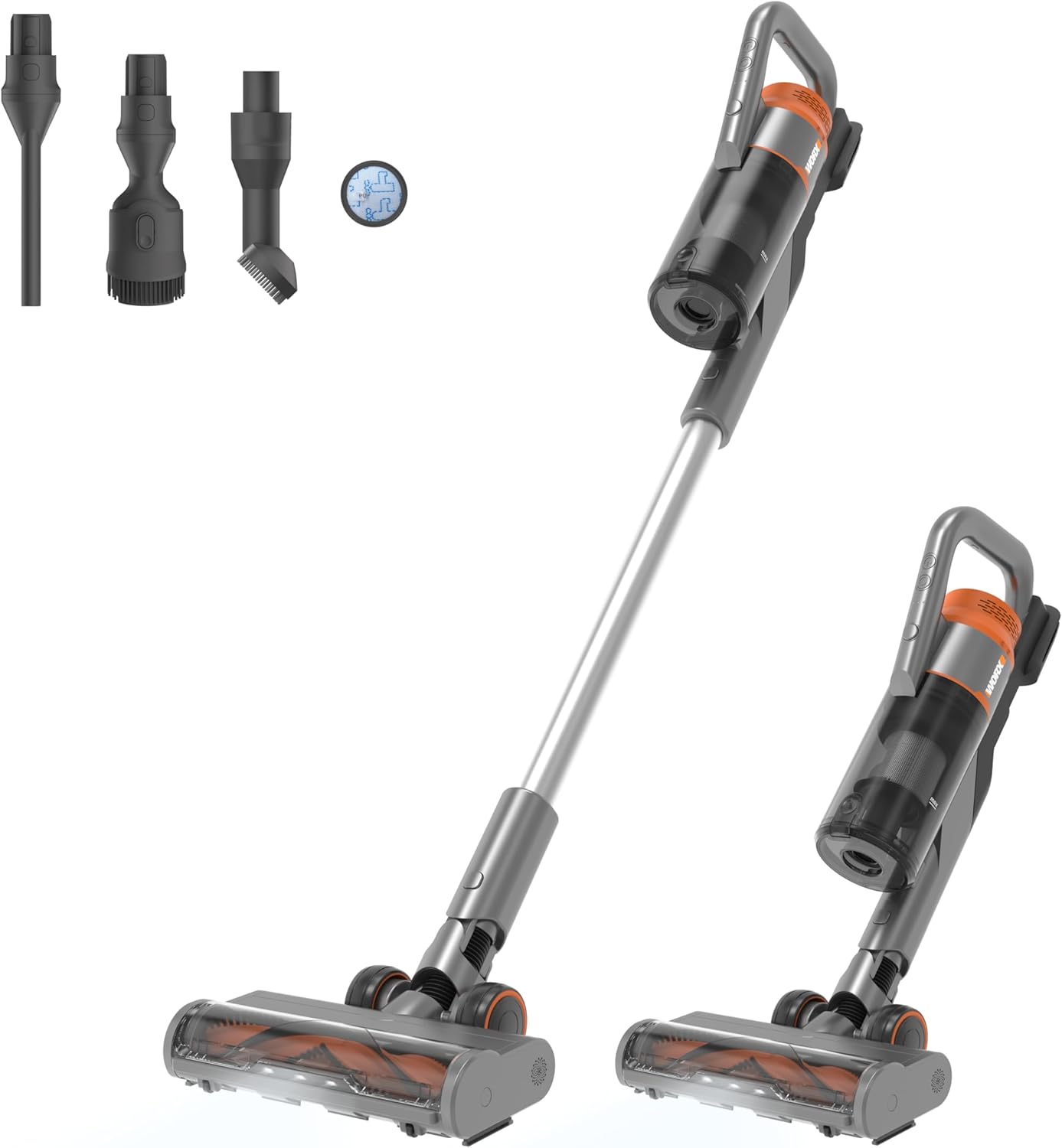 WORX WX038L.9 20V PowerShare Cordless Stick Vacuum, Powerful Cordless Vacuum Cleaner 25Kpa High Suction for Pet Hair