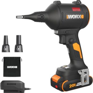 WORX WX099L Cordless Blower/Inflator, 20V 39 CFM 470 MPH Brushless High Speed Portable Dust Cleaner for Workshop