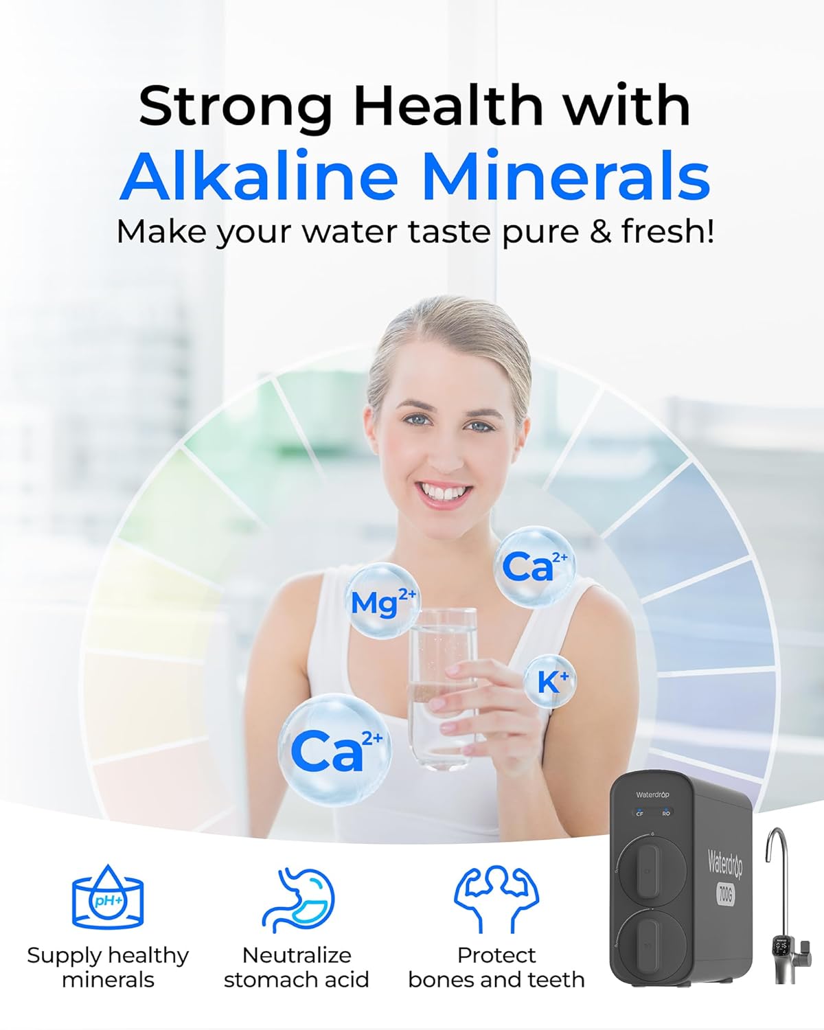Waterdrop G5P700A Alkaline Mineral pH+ Reverse Osmosis Water Filter, NSF/ANSI 58 & 372 Certified, 700G Reverse Osmosis System - Image 8