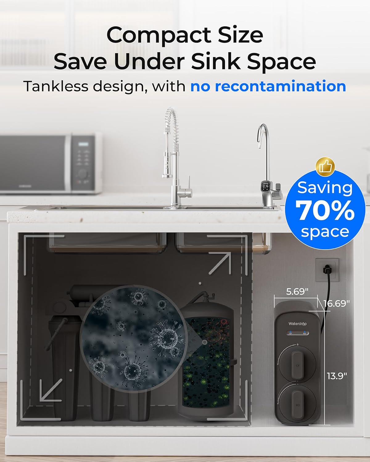 Waterdrop G5P700A Alkaline Mineral pH+ Reverse Osmosis Water Filter, NSF/ANSI 58 & 372 Certified, 700G Reverse Osmosis System - Image 5
