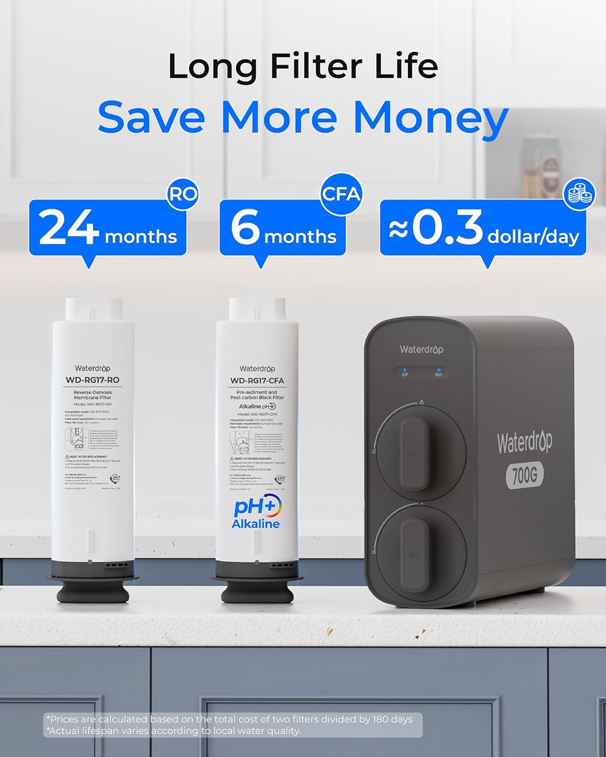 Waterdrop G5P700A Alkaline Mineral pH+ Reverse Osmosis Water Filter, NSF/ANSI 58 & 372 Certified, 700G Reverse Osmosis System - Image 3