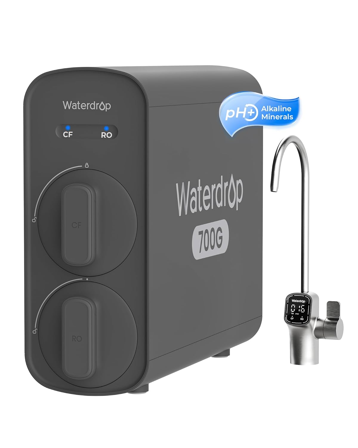 Waterdrop G5P700A Alkaline Mineral pH+ Reverse Osmosis Water Filter, NSF/ANSI 58 & 372 Certified, 700G Reverse Osmosis System