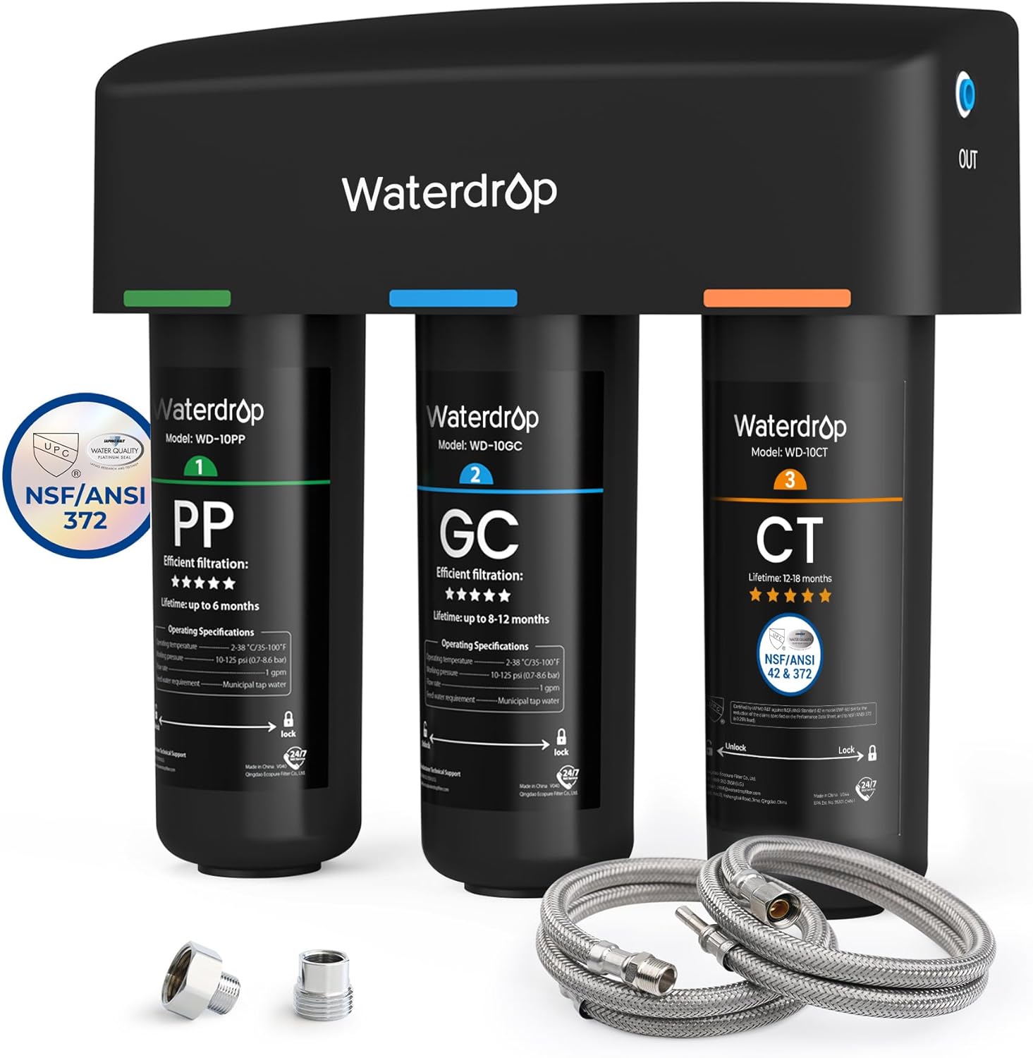 Waterdrop ‎WD-TSA-10 Layer Under Sink Water Filter System, Under Sink Water Filtration System, Reduces PFAS, PFOA/PFOS