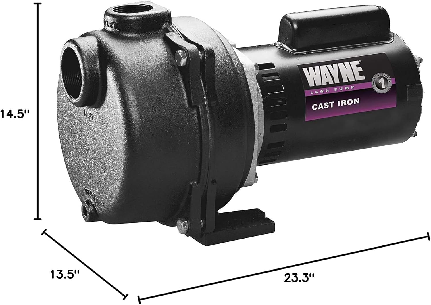 Wayne WLS150 1.5 HP High Volume Cast Iron Lawn Sprinkling Pump, 1-1/2-Horsepower - Image 3