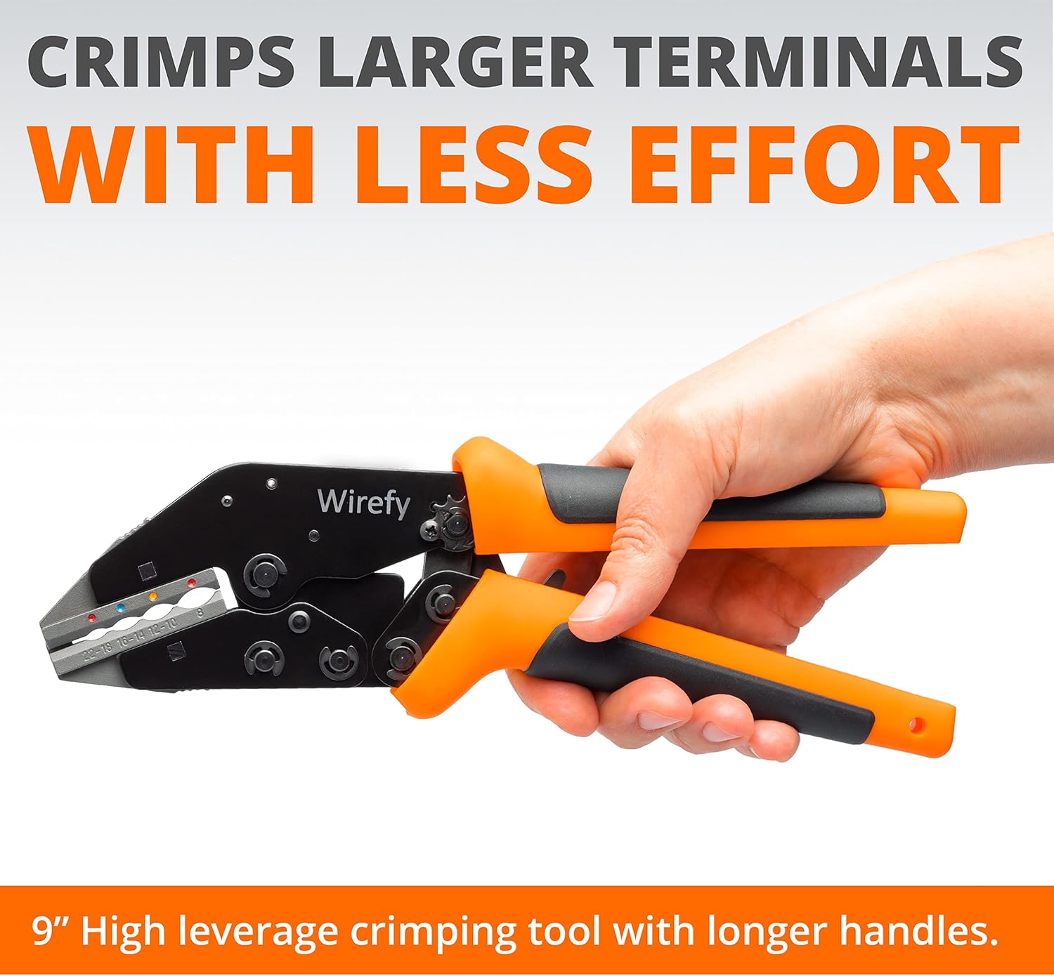 Wirefy Crimping Tool Set 11 PCS – High Leverage Wire Crimper 9″ – Heat Shrink, Nylon, Insulated Flag, Non-Insulated Connectors - Image 6