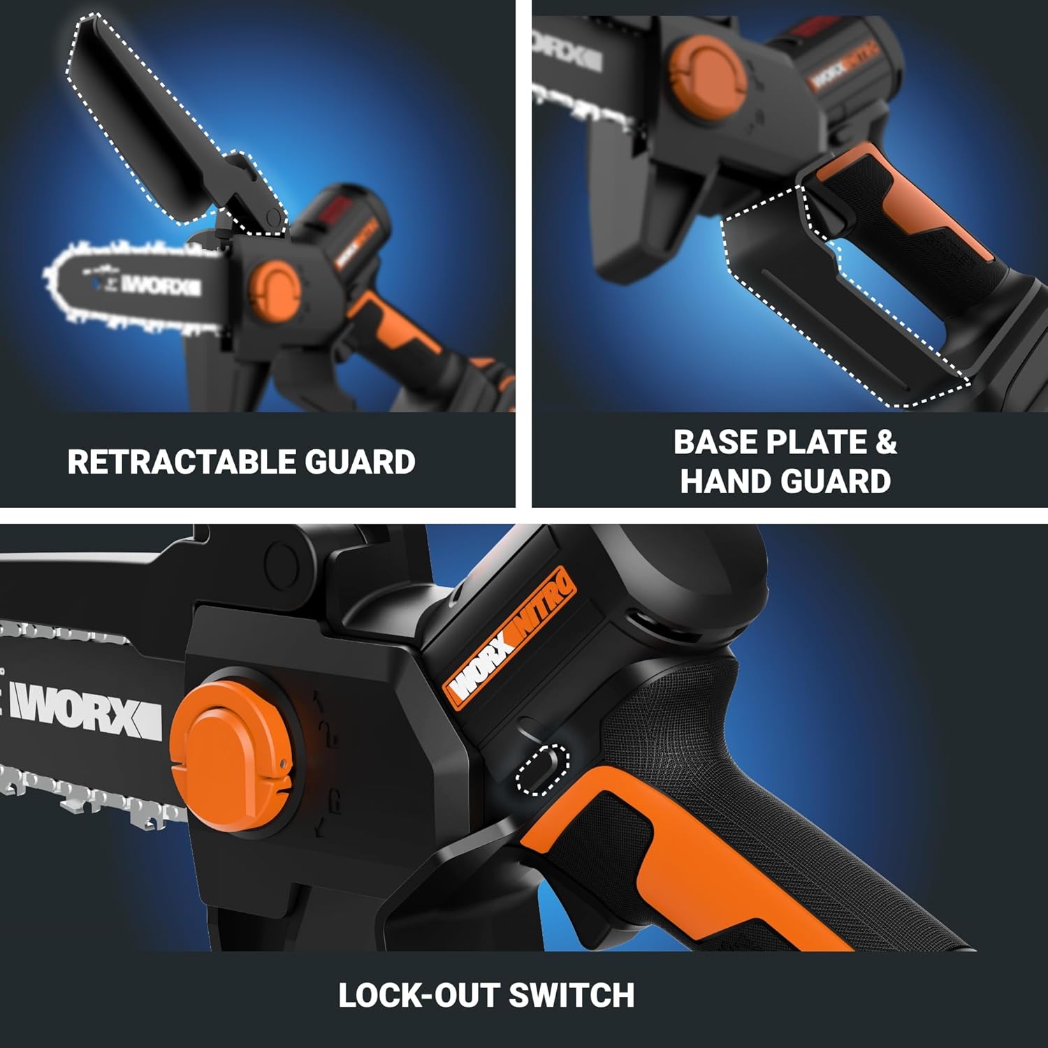 Worx WG325 Nitro 20V 5″ Cordless Brushless Chainsaw 2.0 Ah Battery and Charger Included - Image 6