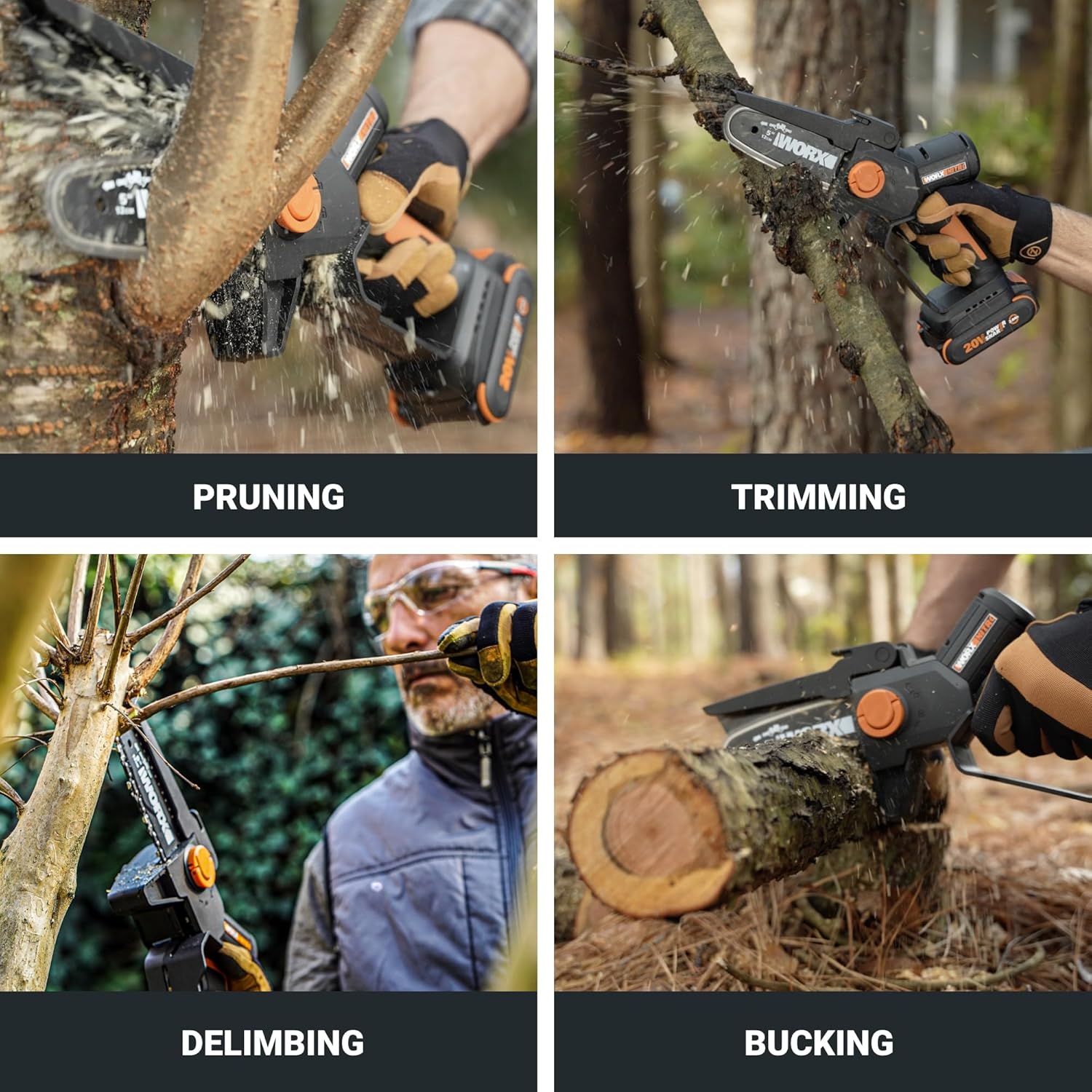 Worx WG325 Nitro 20V 5″ Cordless Brushless Chainsaw 2.0 Ah Battery and Charger Included - Image 5