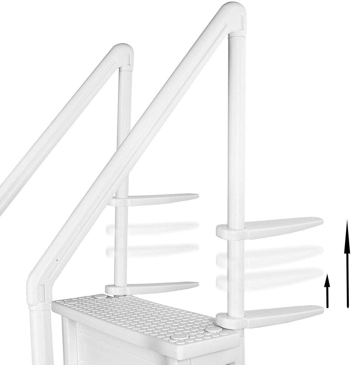 XtremepowerUS 4-Step Above Ground Swimming Pool Ladder Step to Deck Mounted Step Ladder W/Double Handle Rail Slip Prevent 48″ to 54″ inch, White - Image 8